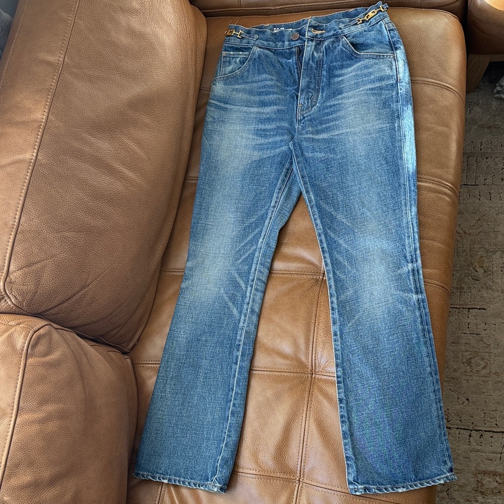 Celine Arc De Triomphe Gold Flared Bootcut Jeans W_FL_018